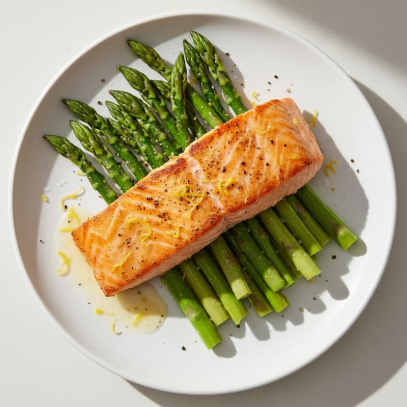 Golden Pan-Seared Salmon with Zesty Asparagus