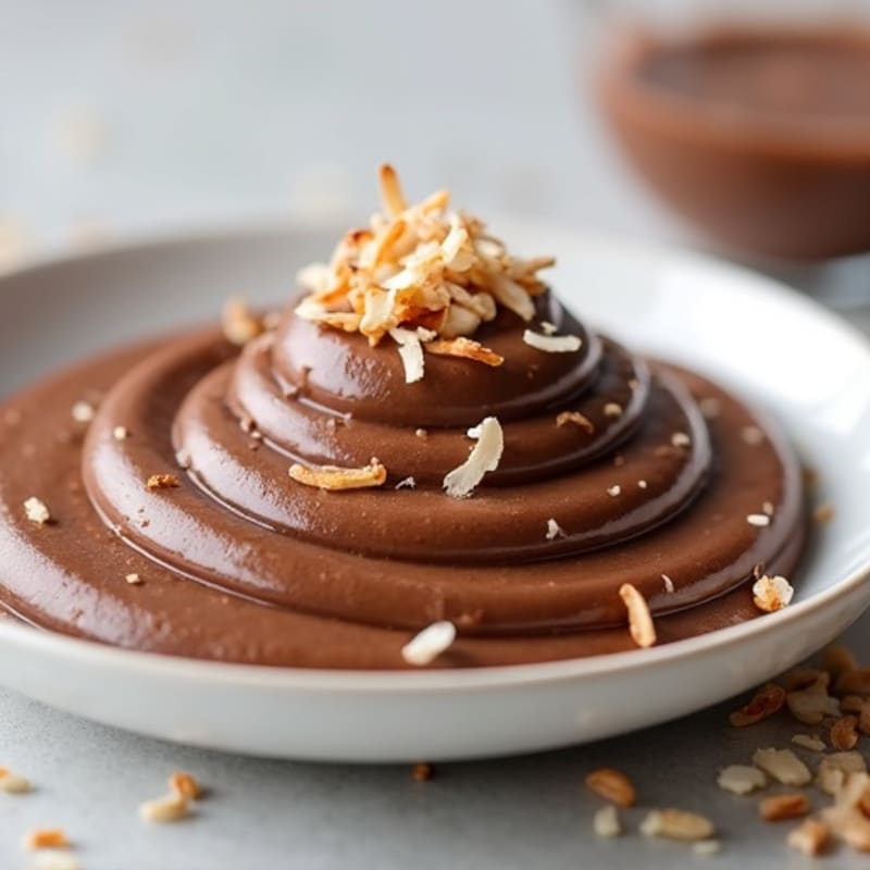 Silky Chocolate Protein Pudding with Toasted Coconut