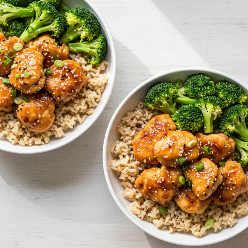 Crispy Honey-Garlic Chicken Bowls