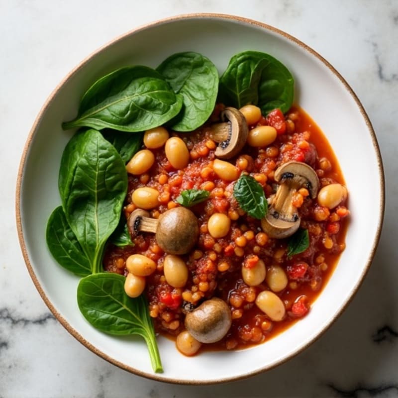 Hearty Mushroom Ragu with Fresh Spinach