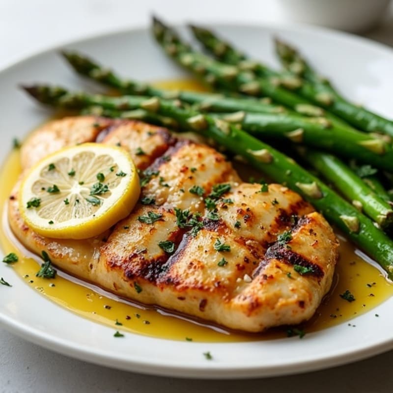 Grilled Lemon Herb Chicken with Roasted Asparagus