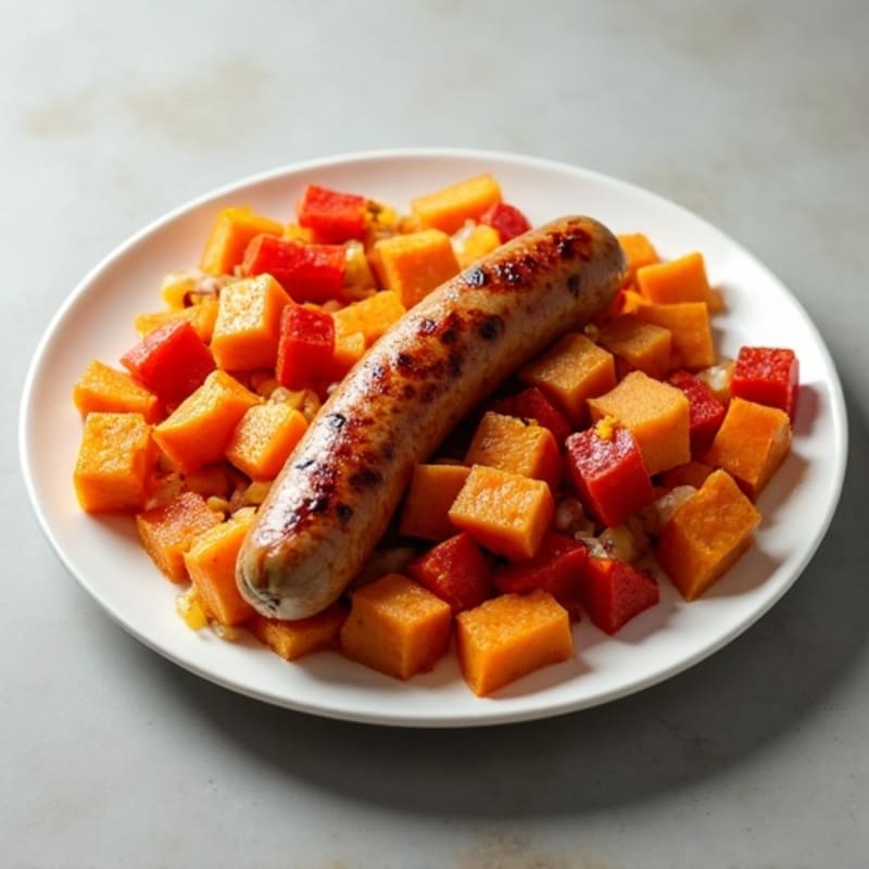 Crispy Chicken Sausage and Sweet Potato Hash