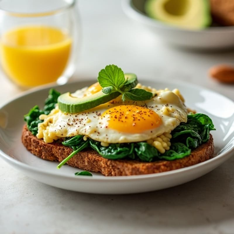 Egg White and Turkey Sausage Scramble with Sautéed Spinach