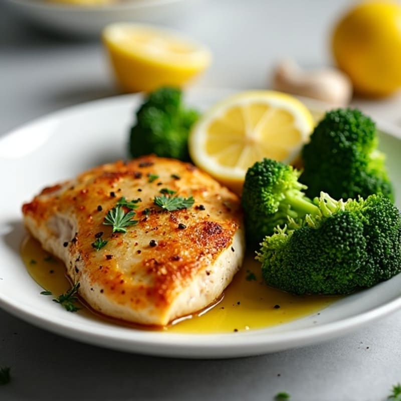 Garlic-Lemon Skillet Chicken with Crispy Broccoli