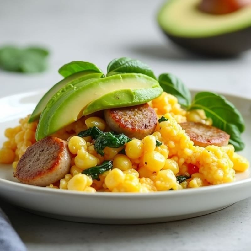 Egg White Scramble with Spinach and Turkey Sausage