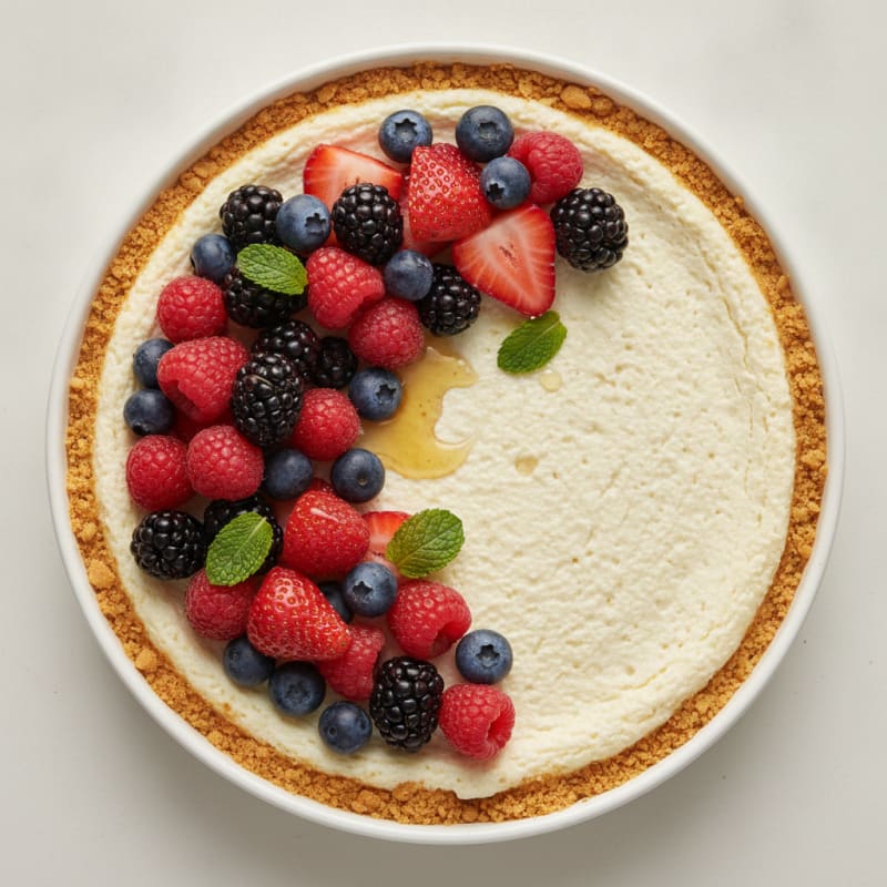 Greek Yogurt Protein Cheesecake with Mixed Berries
