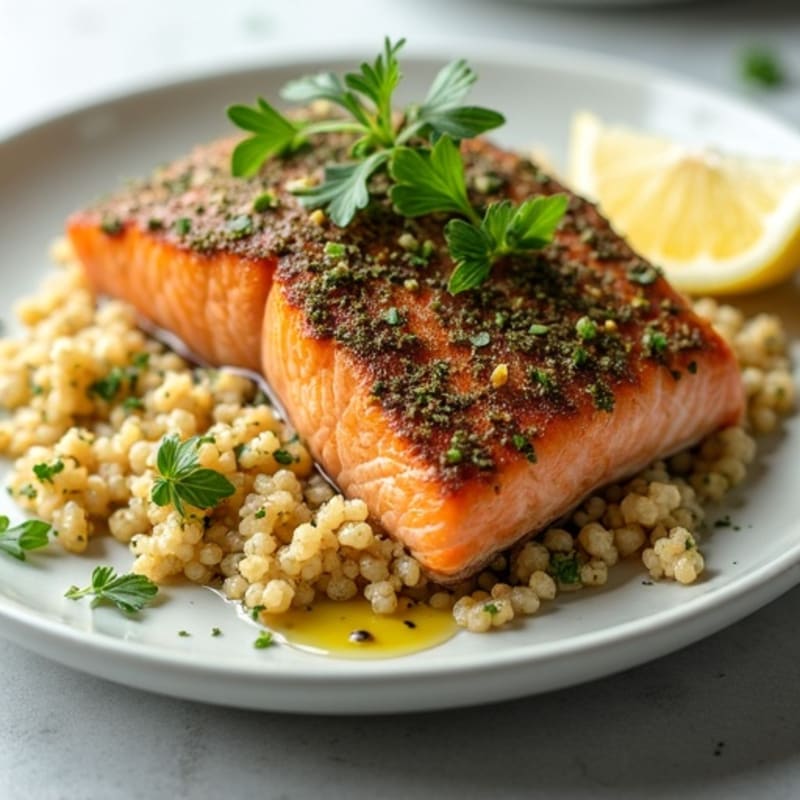 Herb-Crusted Baked Salmon with Quinoa