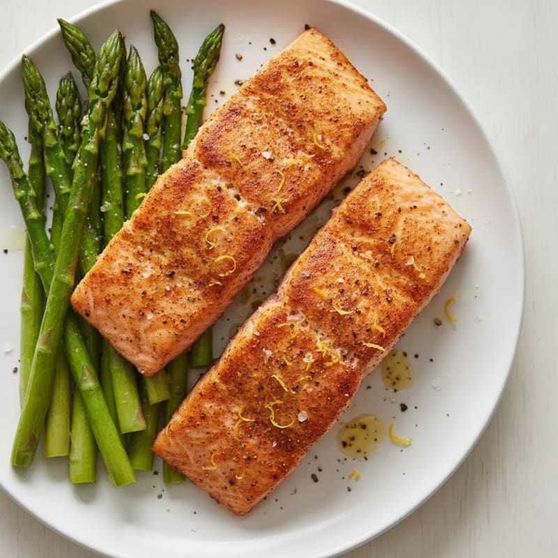 Air-Fried Salmon with Asparagus