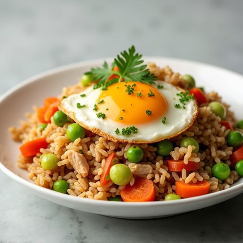 Healthy Chicken Fried Rice with Crispy Vegetables