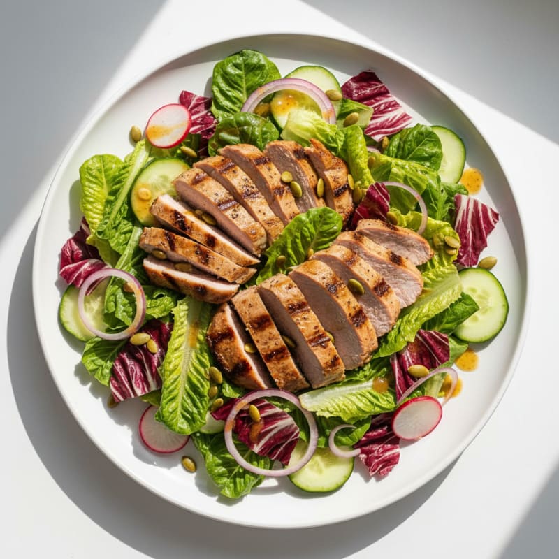 Grilled Pork Tenderloin Salad with Crunchy Greens