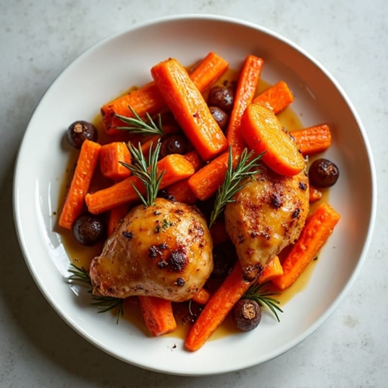Honey-Maple Roasted Rainbow Carrots with Chicken