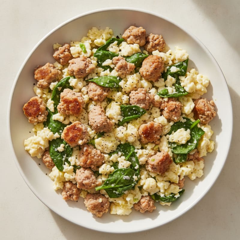 Savory Breakfast Egg and Turkey Sausage Scramble