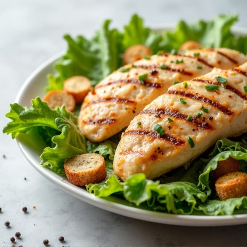 Grilled Chicken Caesar Salad with Crispy Romaine