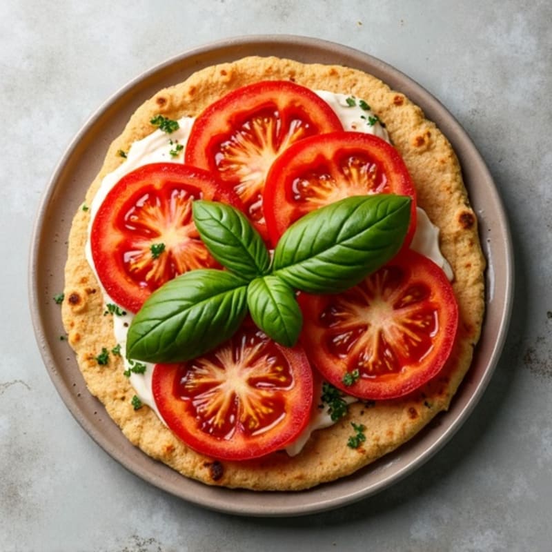 Crispy Whole Wheat Flatbread with Fresh Tomato and Basil