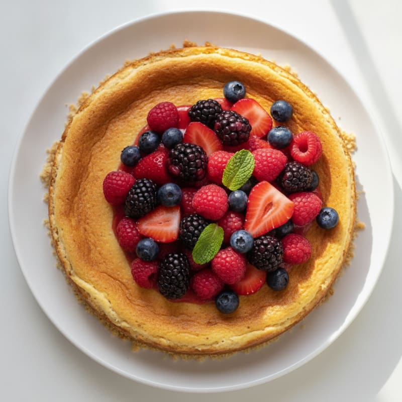 Creamy Greek Yogurt Protein Cheesecake with Mixed Berries
