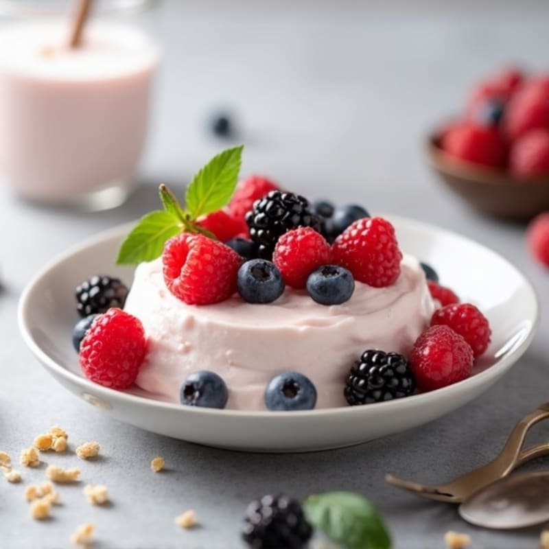 Creamy Greek Yogurt Protein Mousse with Mixed Berries