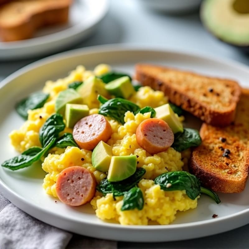 Egg White Scramble with Spinach and Turkey Sausage
