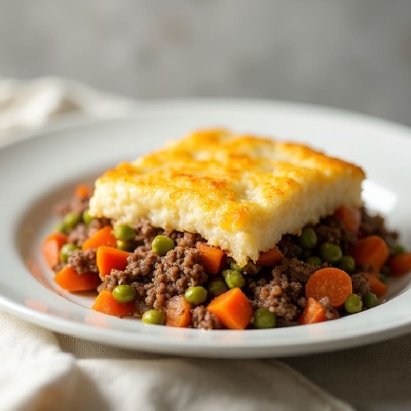 Hearty Beef and Vegetable Shepherd's Pie with Creamy Cauliflower Topping