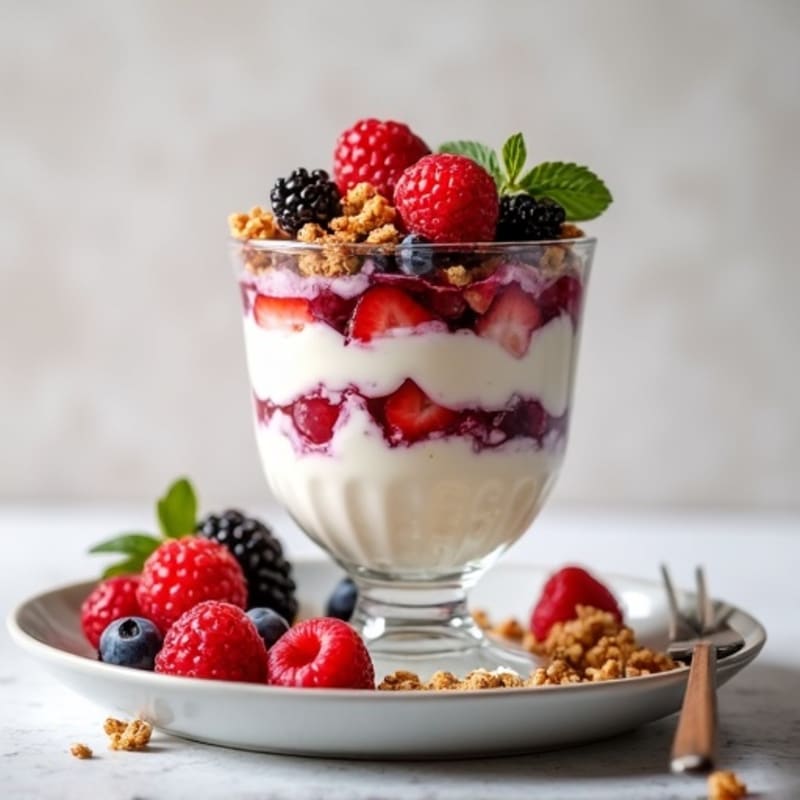 Greek Yogurt Protein Parfait with Mixed Berries
