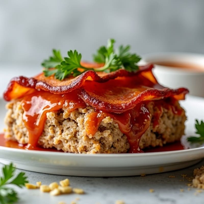 Lean Turkey Meatloaf with Crispy Bacon and Tangy BBQ Glaze