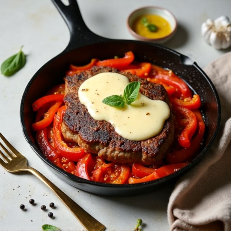 Lean Steak and Bell Pepper Skillet with Creamy Provolone