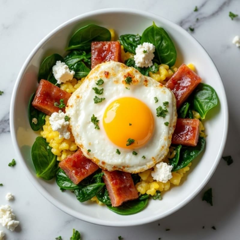 Egg White Scramble with Turkey Bacon and Spinach