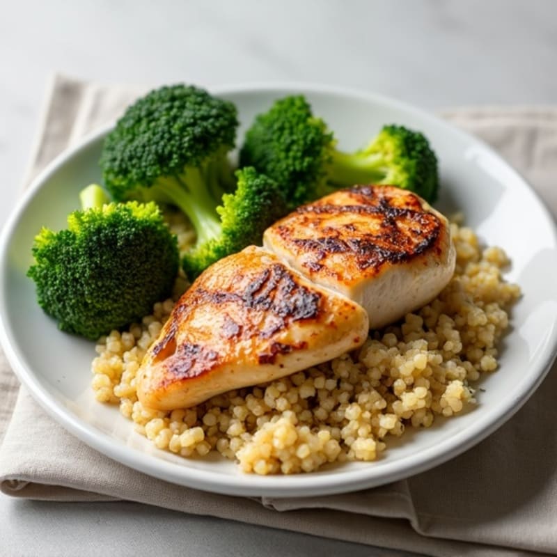 Grilled Chicken Breast with Quinoa and Steamed Broccoli