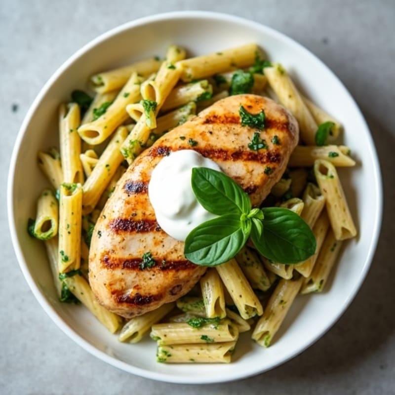 Creamy Pesto Chicken Pasta with Fresh Basil