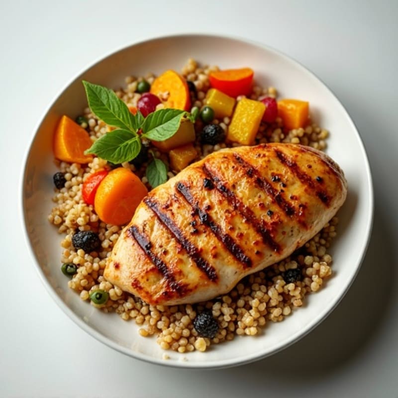 Grilled Chicken and Quinoa Bowl with Roasted Vegetables