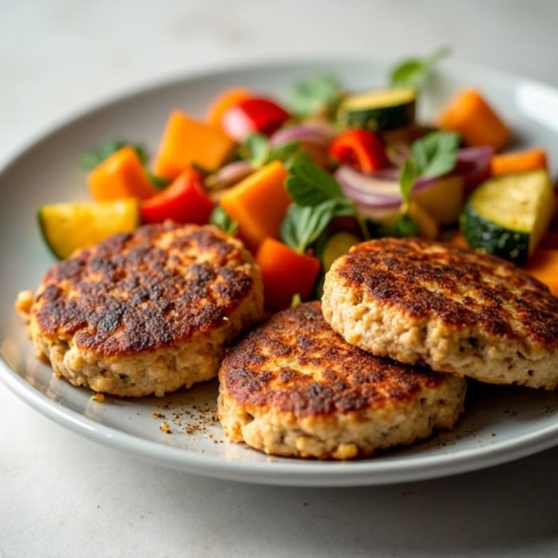 Lean Ground Turkey Patties with Roasted Vegetables