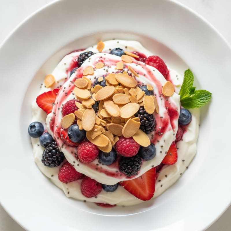 Greek Yogurt Protein Parfait with Mixed Berries