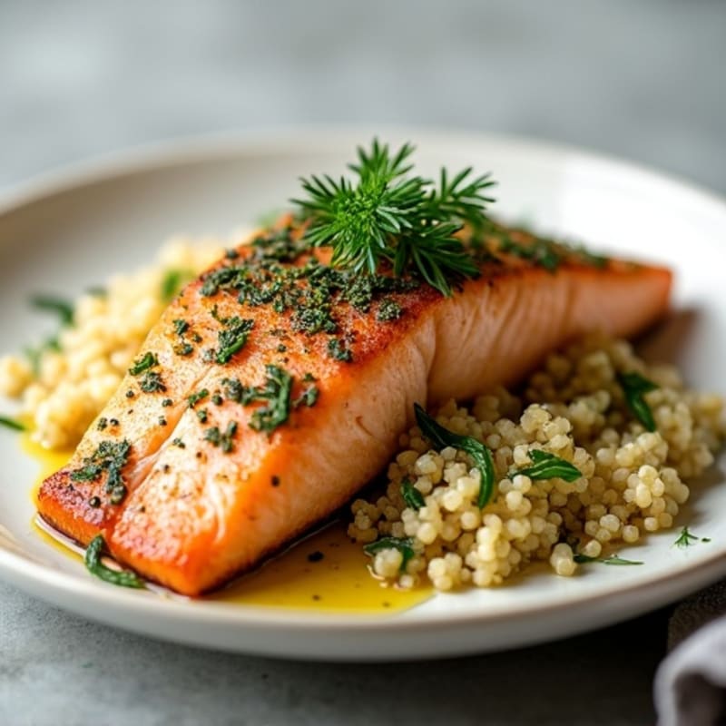Pan-Seared Herb Crusted Salmon with Quinoa