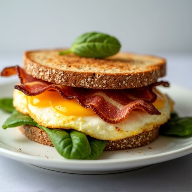 Fluffy Egg and Crispy Turkey Bacon Whole Wheat Sandwich