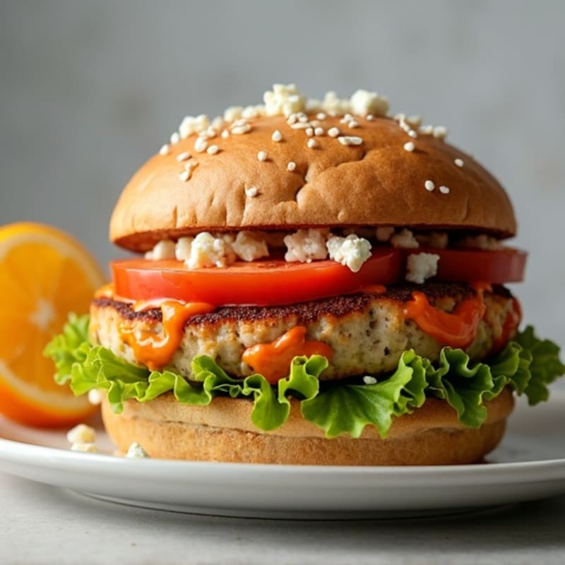 Spicy Buffalo Turkey Burger with Blue Cheese Crumbles