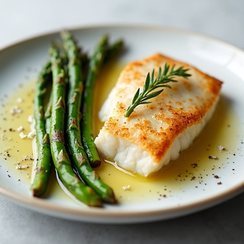 Flaky Baked Cod with Roasted Asparagus