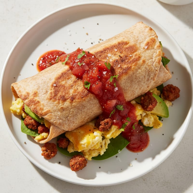 Crispy Chorizo and Egg Breakfast Burrito