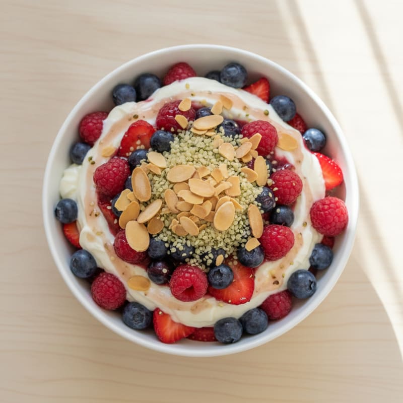 Greek Yogurt Protein Parfait with Mixed Berries