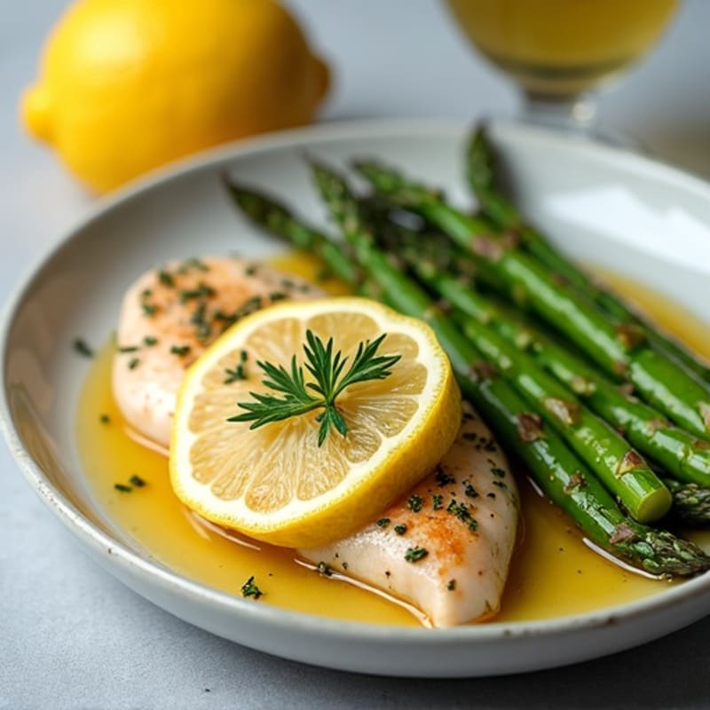 Tender Lemon Herb Chicken with Roasted Asparagus