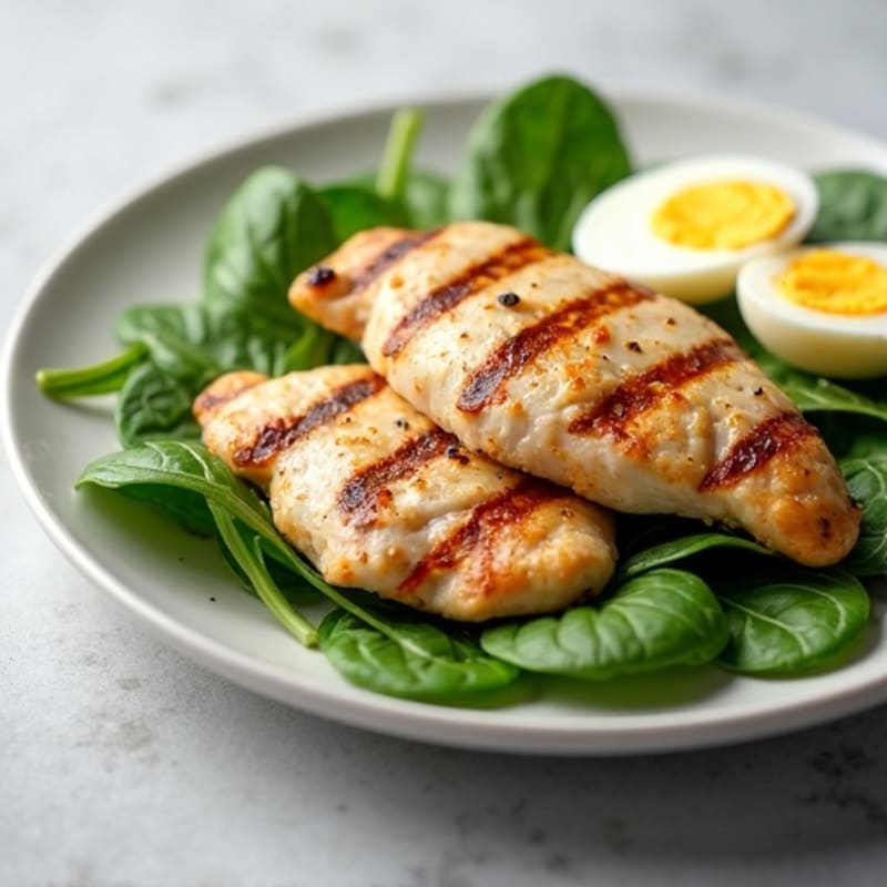 Grilled Chicken Breast with Greek Yogurt Spinach Salad