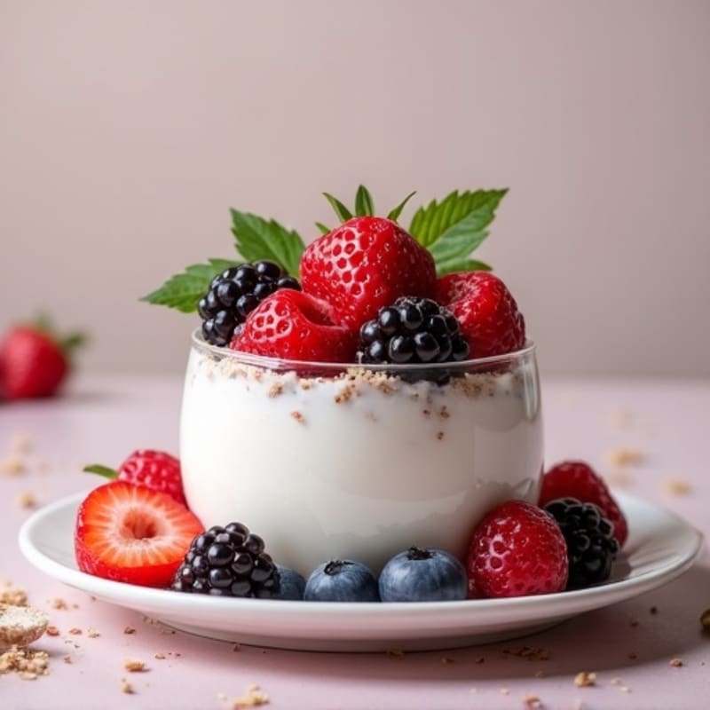 Greek Yogurt Protein Mousse with Mixed Berries