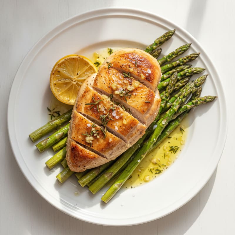Garlic Herb Roasted Chicken with Asparagus