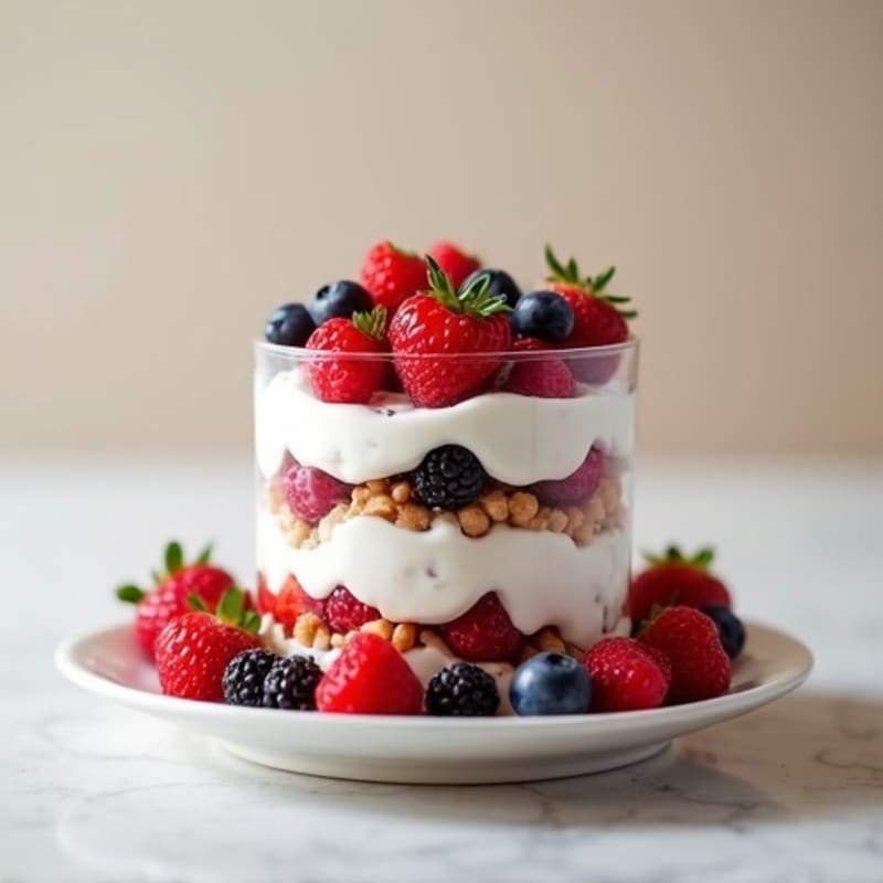 Creamy Greek Yogurt Parfait with Mixed Berries and Almonds