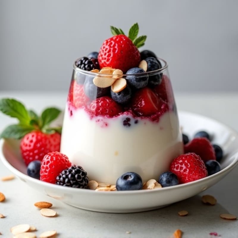 Greek Yogurt Protein Parfait with Mixed Berries and Almonds