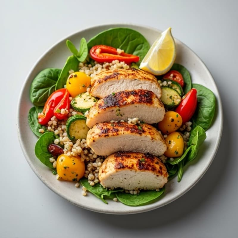 Grilled Chicken and Quinoa Salad with Roasted Vegetables