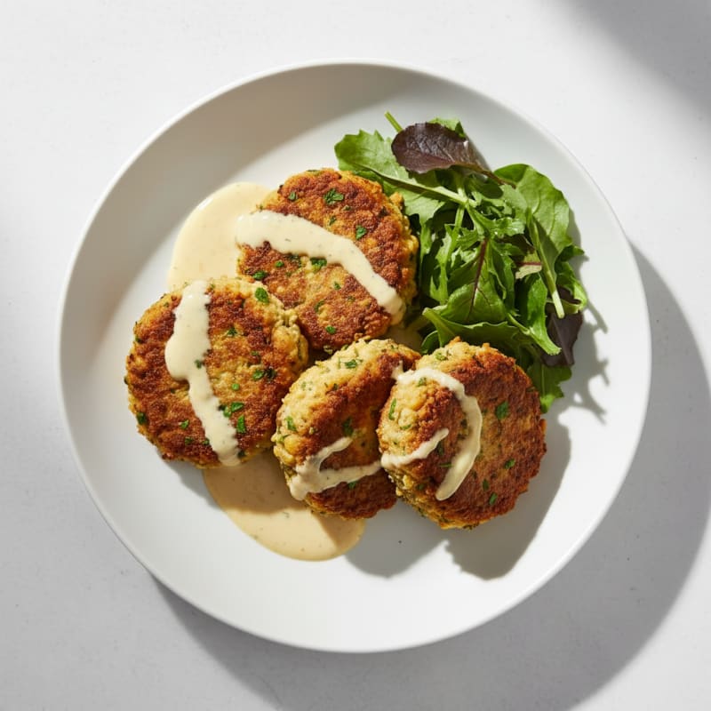 Crispy Falafel-Spiced Turkey Patties with Lemon-Tahini Drizzle