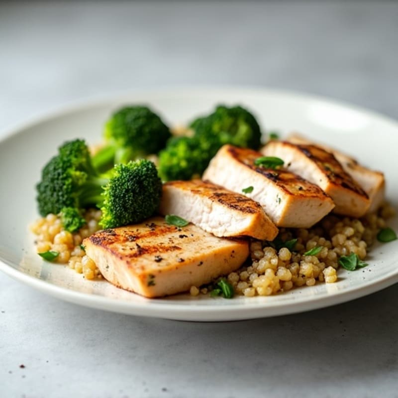 Grilled Turkey Breast with Roasted Broccoli and Quinoa