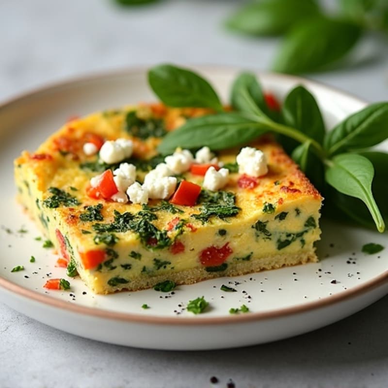 Fluffy Crustless Spinach Feta Quiche