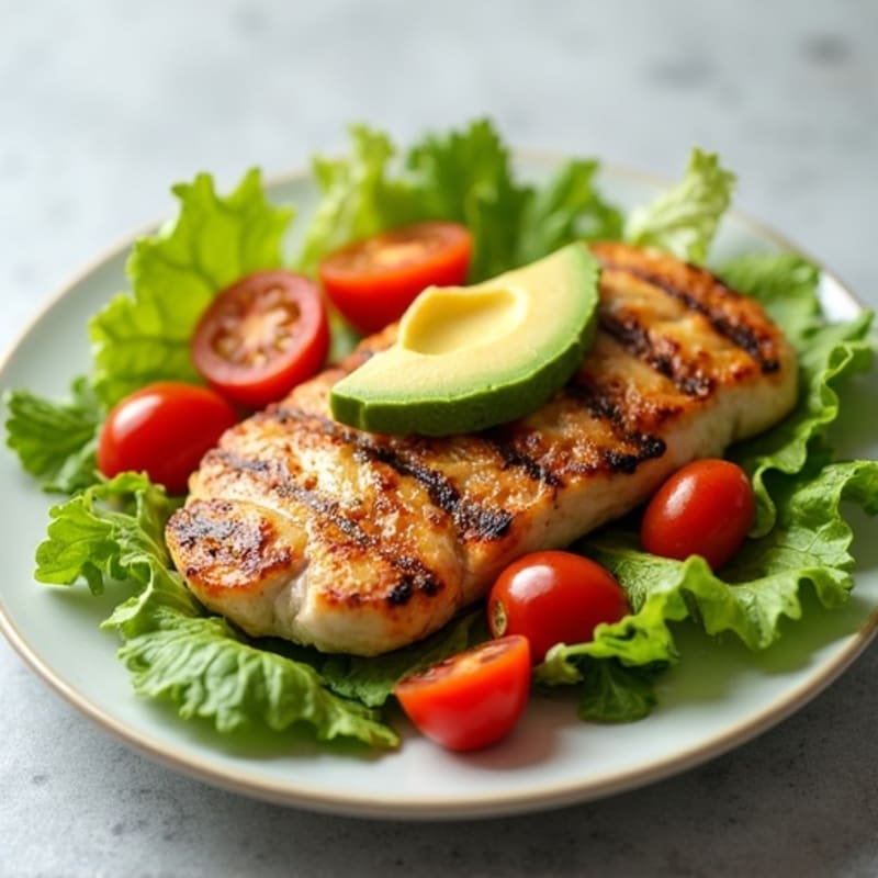 Grilled Chicken Breast with Crisp Romaine and Tomato Salad