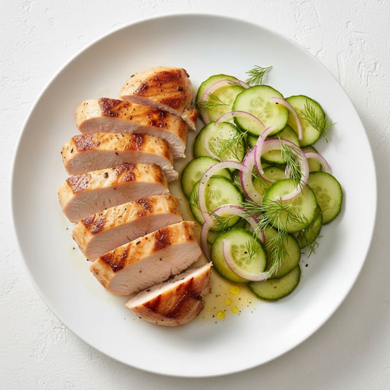Grilled Turkey Breast with Cucumber Salad
