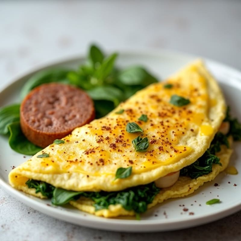 Egg White Spinach Omelet with Turkey Sausage